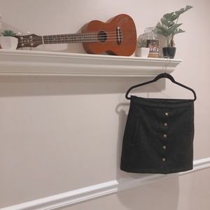 Black velvet mini skirt